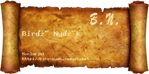Biró Nyék névjegykártya